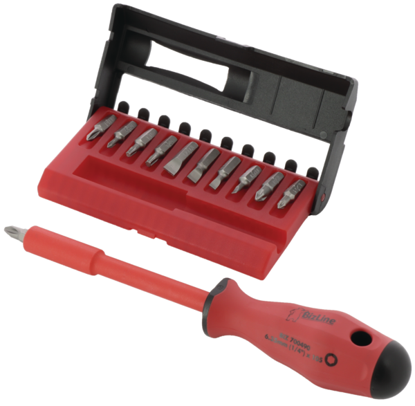 1000 V+C250 insulated bit holder screwdriver with 11 bits