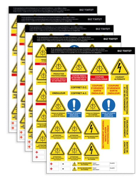 Kit de signalisations PV adhésives tous types d'installations