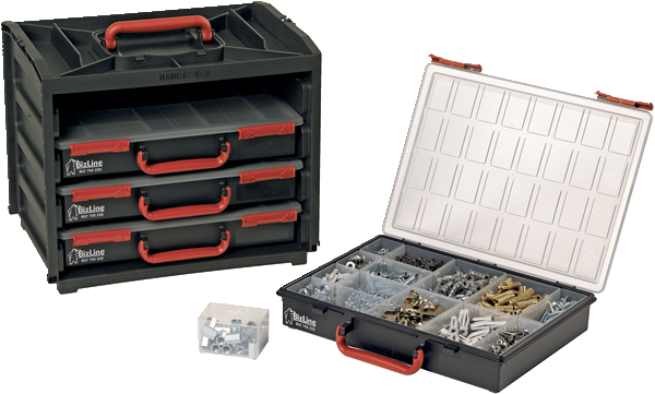 Storage case with 4 organisers