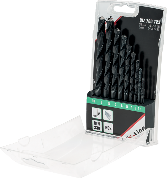 Cylindrical shank HSS metal drill bits set - 10 pack