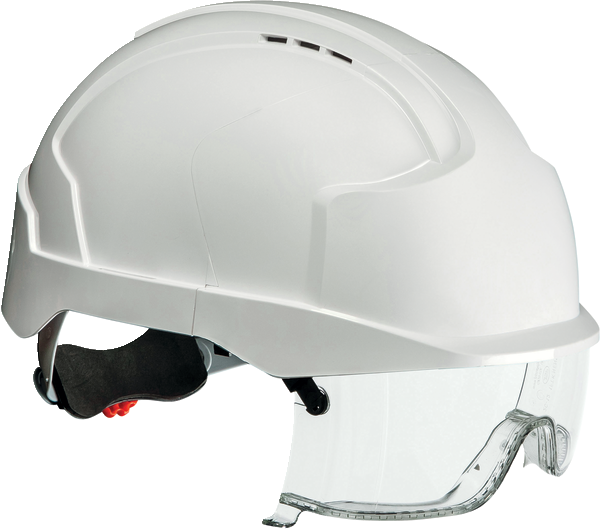 Casco da elettricista comfort vista bianco con occhiali di protezione integrati