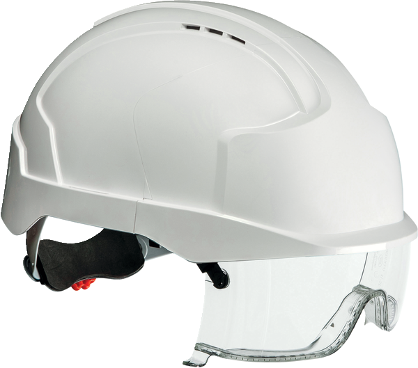 Casque électricien confort vista blanc avec surlunettes